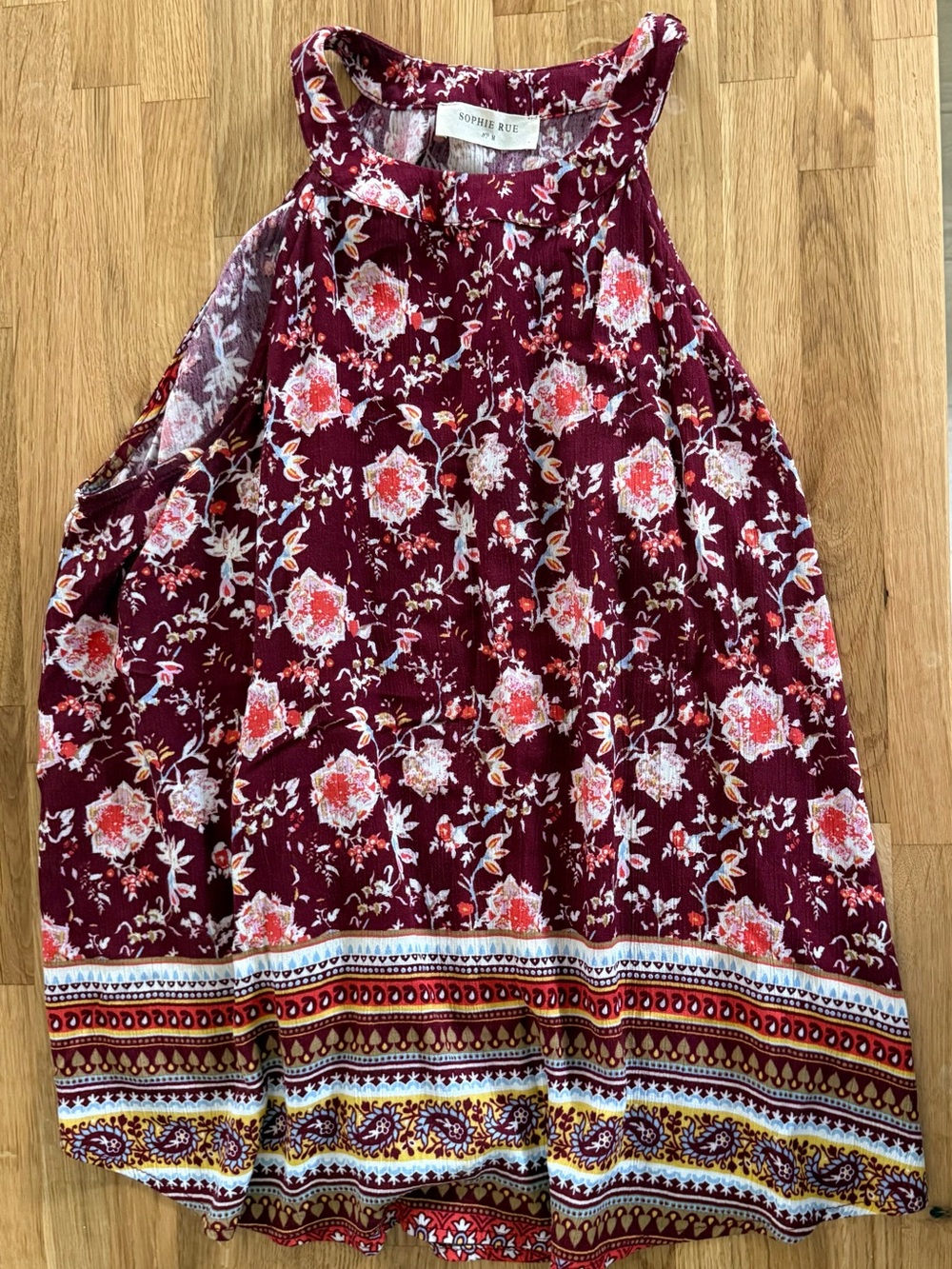 Sophie Rue Burgundy Floral halter tank